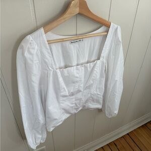 Abercrombie & Fitch Long Sleeve Poplin Squareneck Corset Top